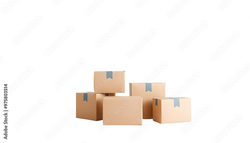 Cardboard boxes isolated on transparent background. 3d illustration. Cardboard boxes isolated on transparent background. 3d illustration.