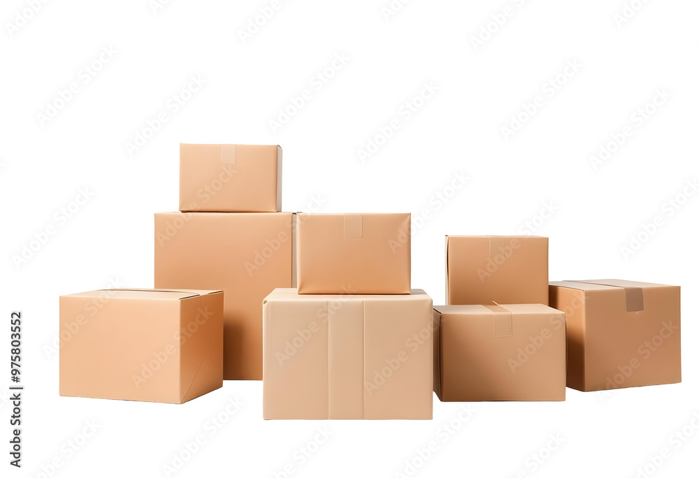 Cardboard boxes isolated on transparent background. 3d illustration. Cardboard boxes isolated on transparent background. 3d illustration.