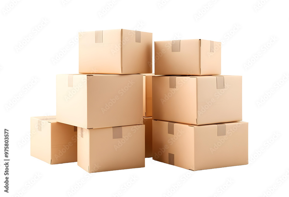 Cardboard boxes isolated on transparent background. 3d illustration. Cardboard boxes isolated on transparent background. 3d illustration.