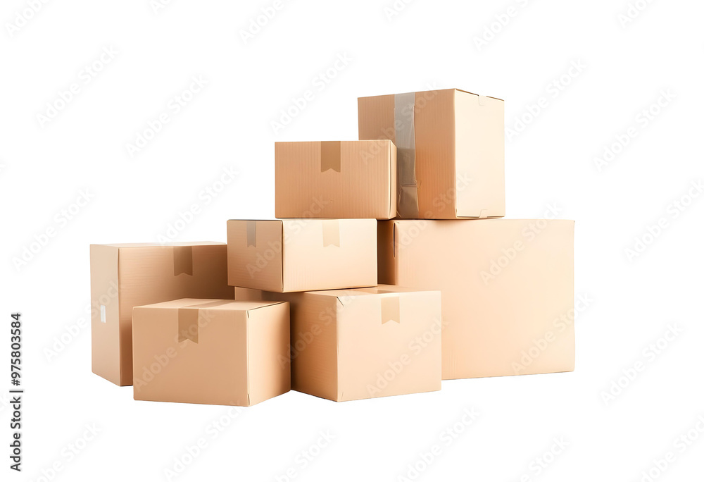 Cardboard boxes isolated on transparent background. 3d illustration. Cardboard boxes isolated on transparent background. 3d illustration.