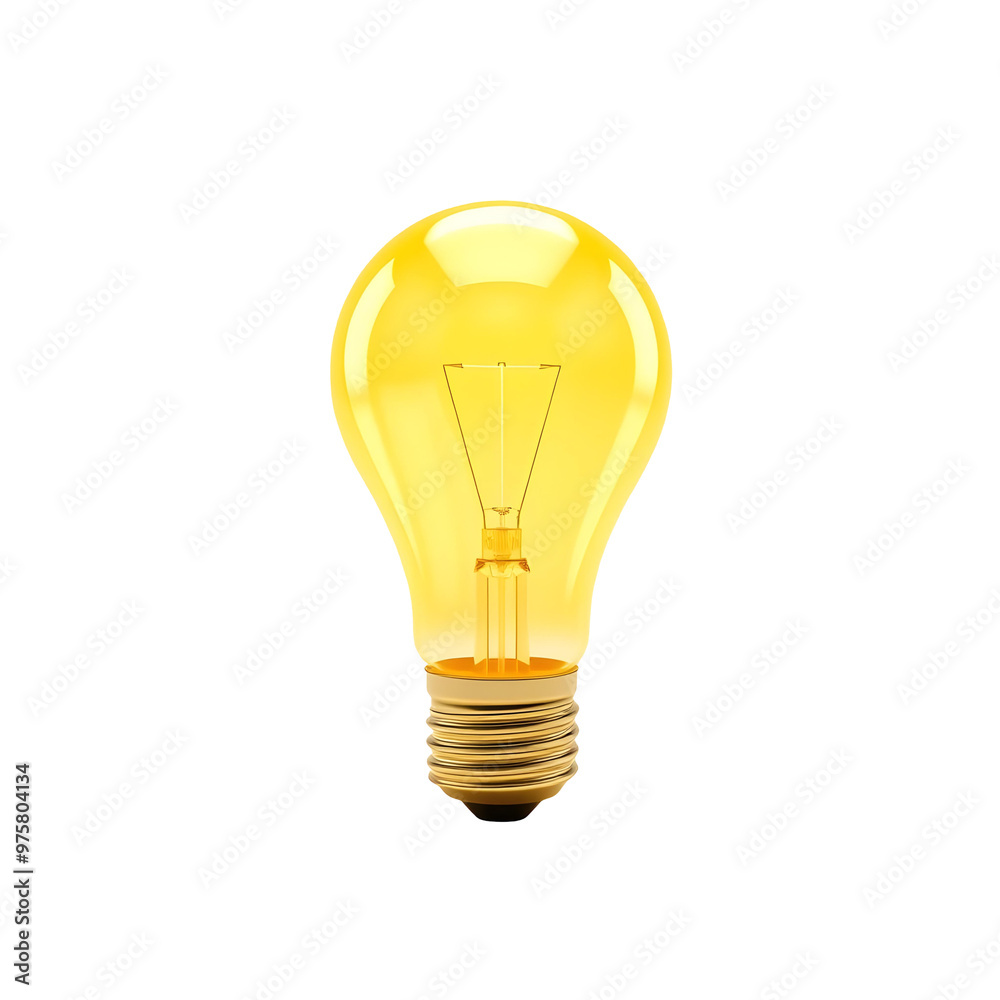 Yellow light bulb isolated on a transparent background. 3d rendering. Yellow light bulb isolated on a transparent background. 3d rendering.