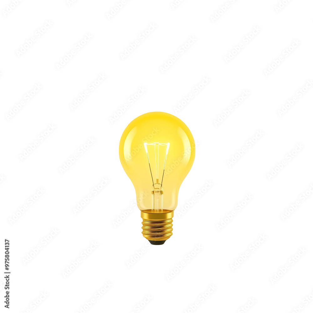 Yellow light bulb isolated on a transparent background. 3d rendering. Yellow light bulb isolated on a transparent background. 3d rendering.