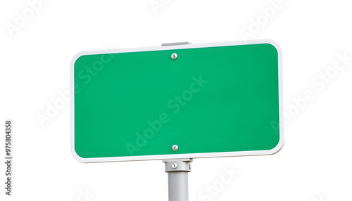 Blank green road sign isolated on transparent background. 3d rendering.