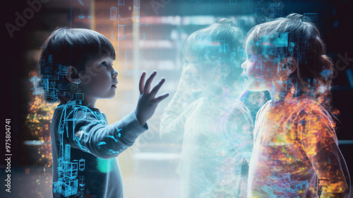 仮想空間子供男女一Generative AI