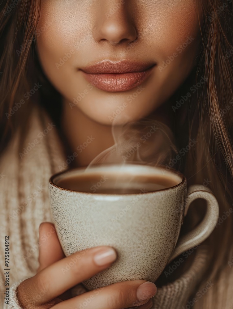 A cozy moment captured with a steaming cup of coffee, held gently, embodying warmth and tranquility in winter. A cozy moment captured with a steaming cup of coffee, held gently, embodying warmth and tranquility in winter.