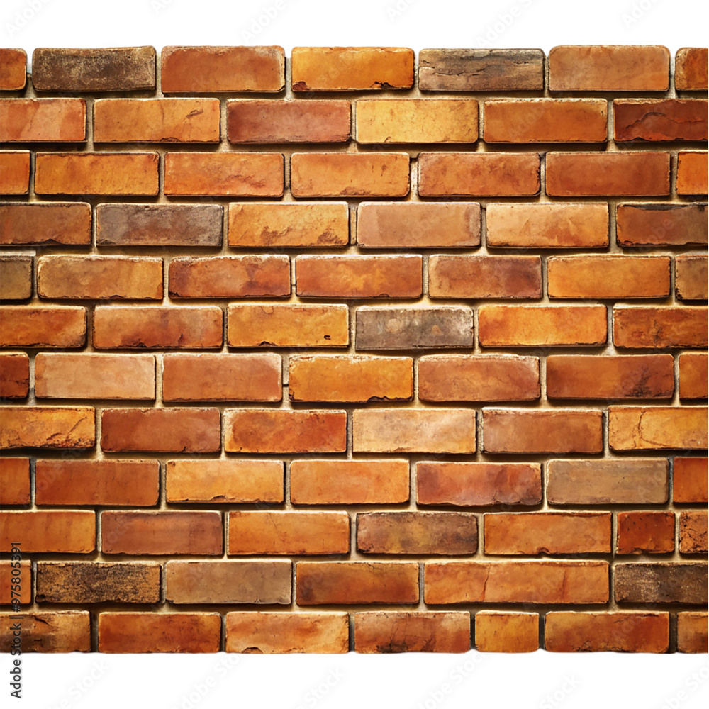 Obraz premium Old brown brick wall isolated on transparent background