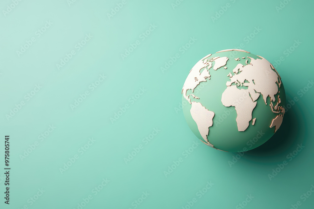 Stylized globe on a mint green background, showcasing a modern interpretation of world geography, emphasizing creativity and design aesthetics. Stylized globe on a mint green background, showcasing a modern interpretation of world geography, emphasizing creativity and design aesthetics.