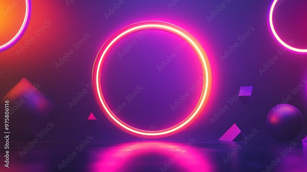Neon Glowing Circle Abstract Background. Neon Glowing Circle Abstract Background.