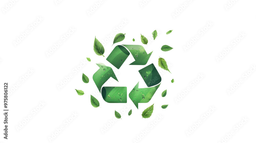 Recycle logo with leaves on transparent background Recycle logo with leaves on transparent background