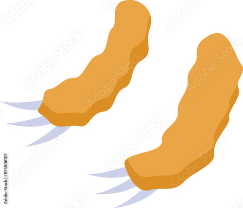 This isometrically projected vector illustration shows two chicken nuggets with claws