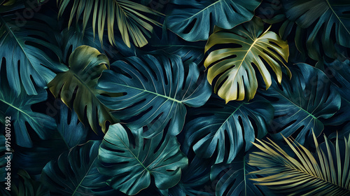 Tropical Leaf Digital Pattern Wallpaper