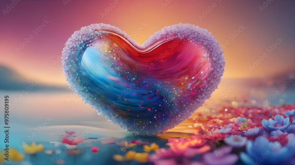 Fototapeta premium Heart shape for Love concept, Valentine's Day concepts. love symbol, concept for Valentine's Day, wedding etc. Heart elements for love concept design. AI generated image
