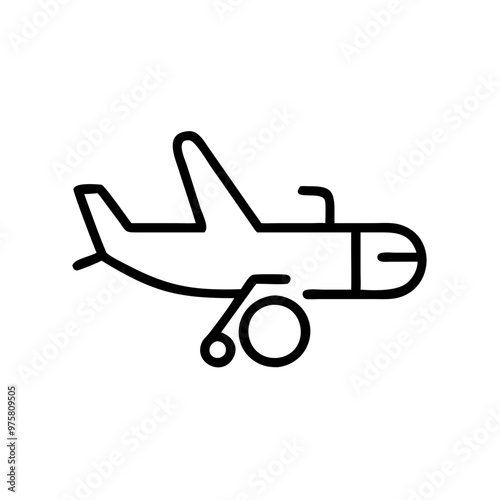 Minimalist Black and White Outline Icon Representing an Accessible Airplane