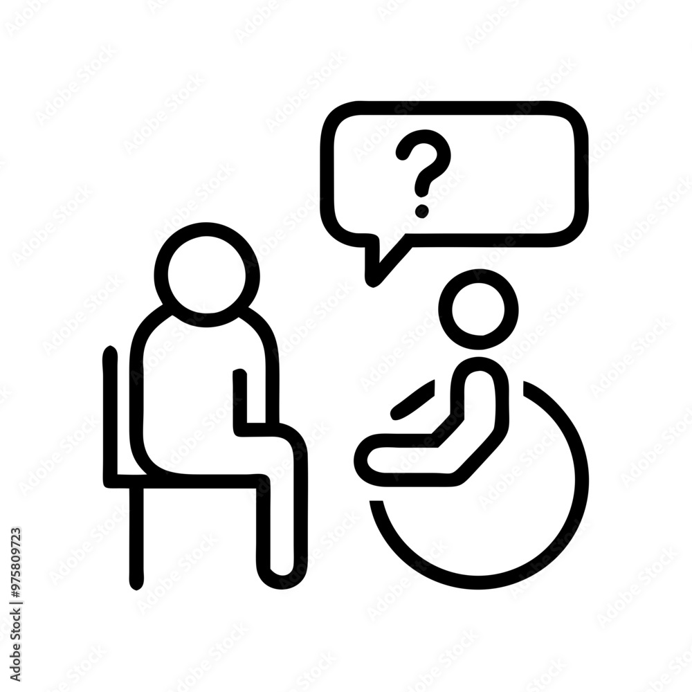Minimalist Black and White Outline Icon Representing a Disability Forum Minimalist Black and White Outline Icon Representing a Disability Forum