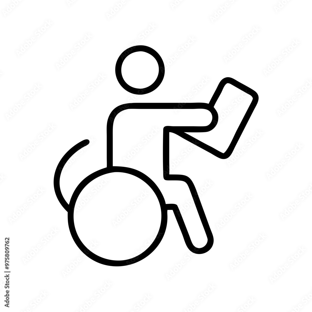 Minimalist Black and White Outline Icon Representing Disability Policy Minimalist Black and White Outline Icon Representing Disability Policy