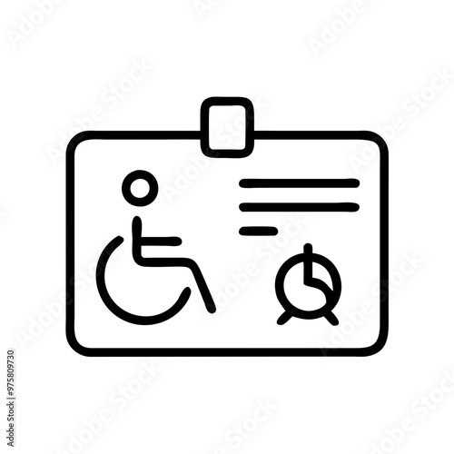 Minimalist Black and White Outline Icon Representing a Disability ID Card