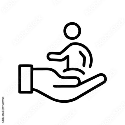 Minimalist Black and White Outline Icon Representing Disability Rights