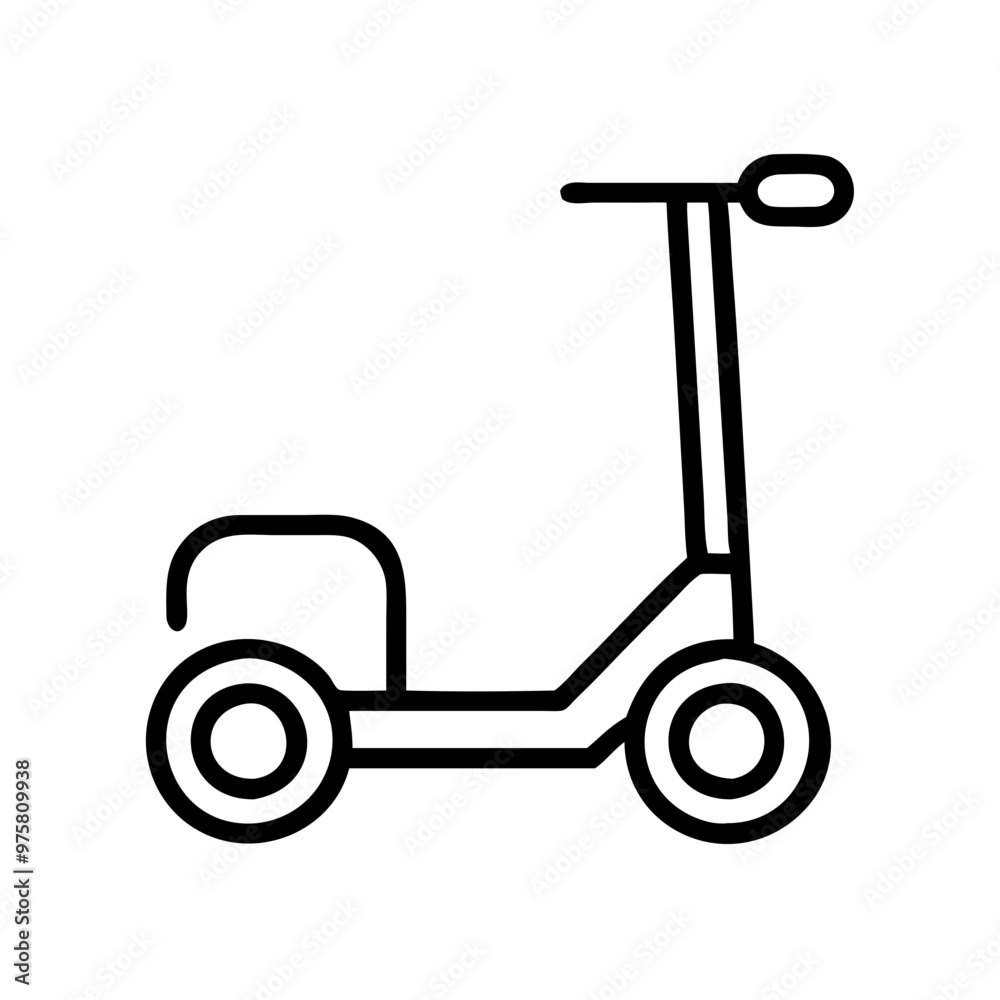 Minimalist Black and White Outline Icon of a Mobility Scooter Minimalist Black and White Outline Icon of a Mobility Scooter