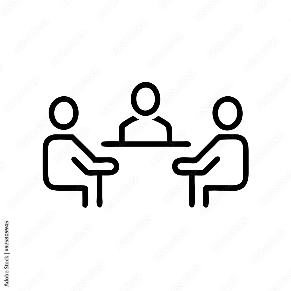 Minimalist Black and White Outline Icon of an Inclusive Workspace Minimalist Black and White Outline Icon of an Inclusive Workspace