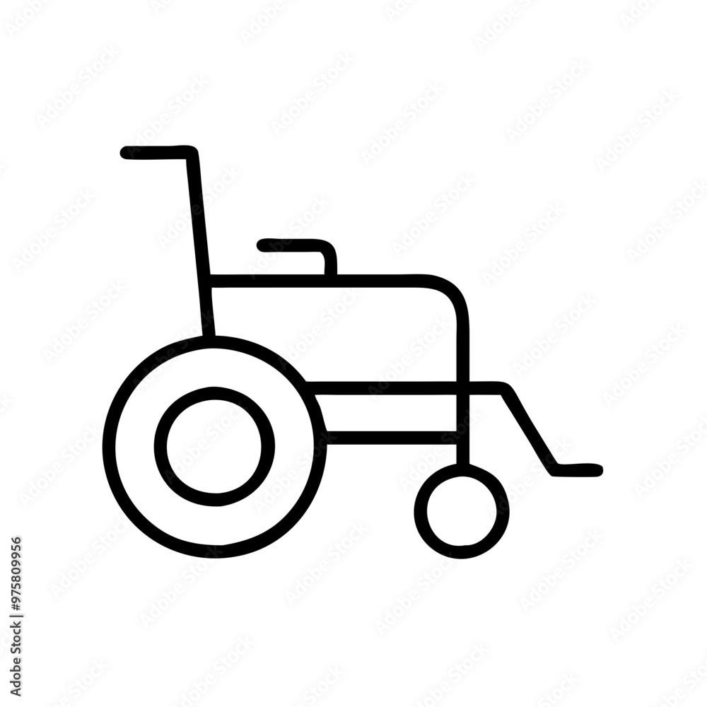 Minimalist Black and White Outline Icon of a Power Wheelchair Minimalist Black and White Outline Icon of a Power Wheelchair