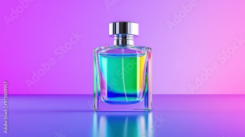 Luxury perfume bottle with subtle gradient background Highlighting elegant design.