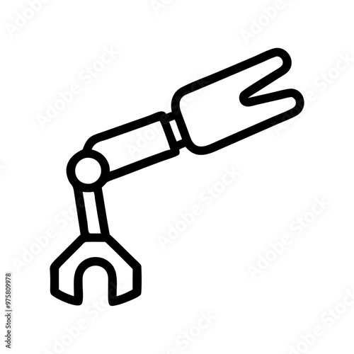 Minimalist Black and White Outline Icon of a Prosthetic Arm