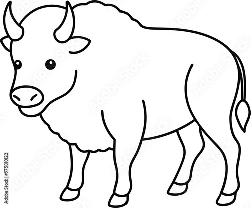 black and white bull line art vector illustration