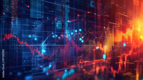 technical financial graph on technology abstract background