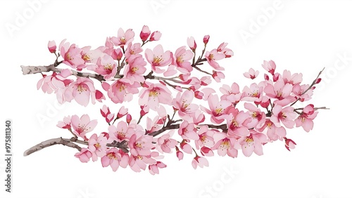 Wallpaper Mural Watercolor floral sakura branches. Spring cherry blossom, isolated on white Torontodigital.ca