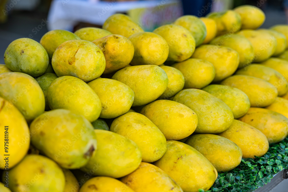 Mangoes at a market stall Sweet fruit, ripe, exotic and tasty. Mangoes at a market stall Sweet fruit, ripe, exotic and tasty.