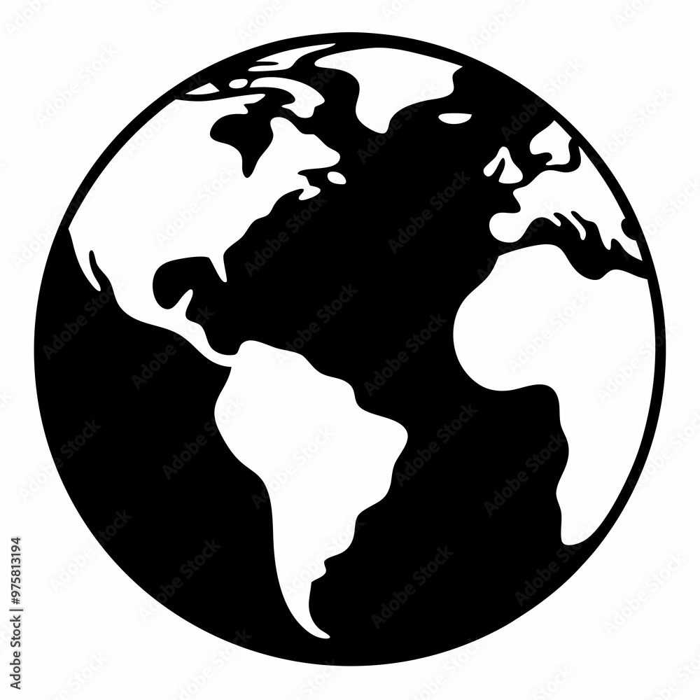Minimalist Black and White Globe Icon of Earth
Minimalist Black and White Globe Icon of Earth