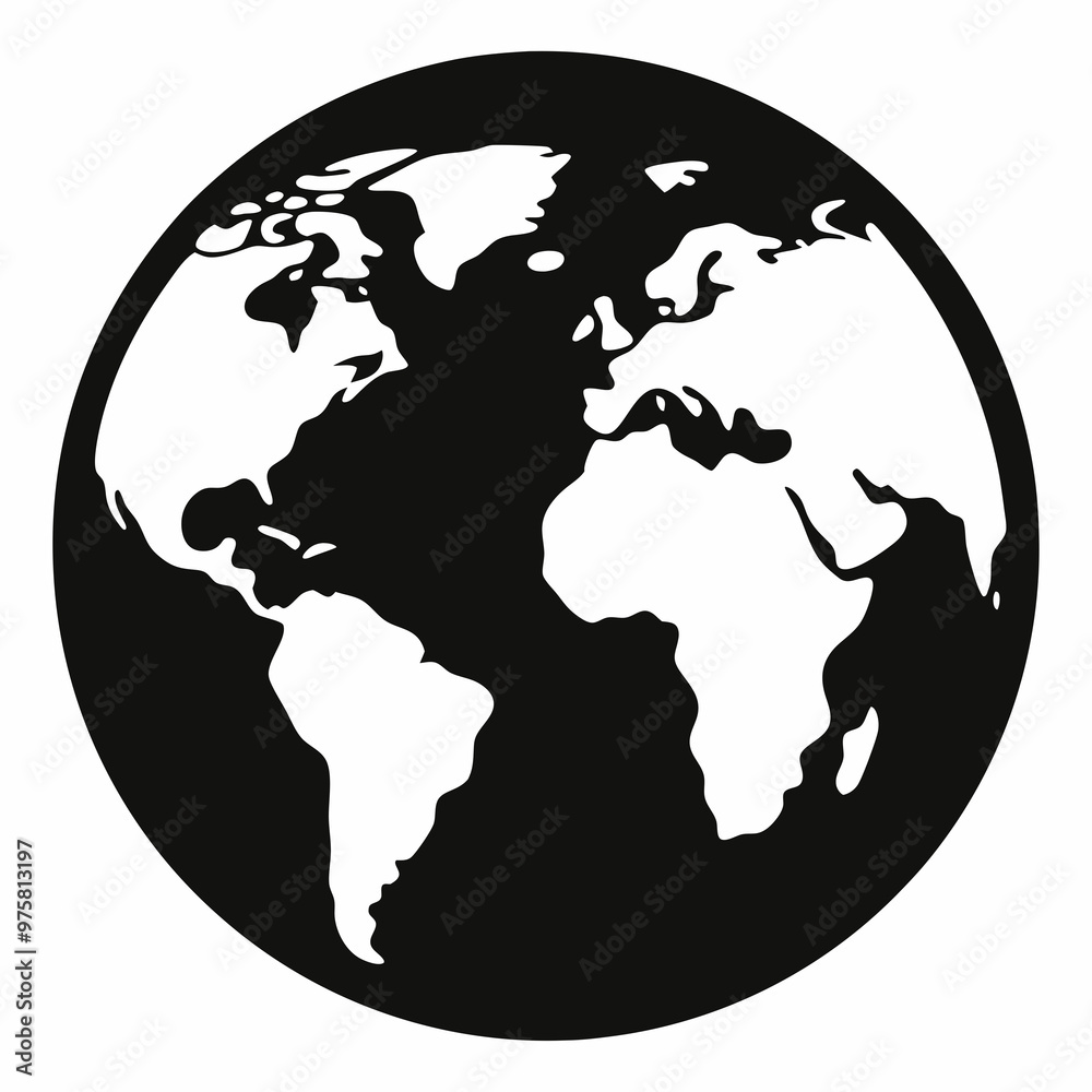 Minimalist Black and White Globe Icon of Earth
Minimalist Black and White Globe Icon of Earth