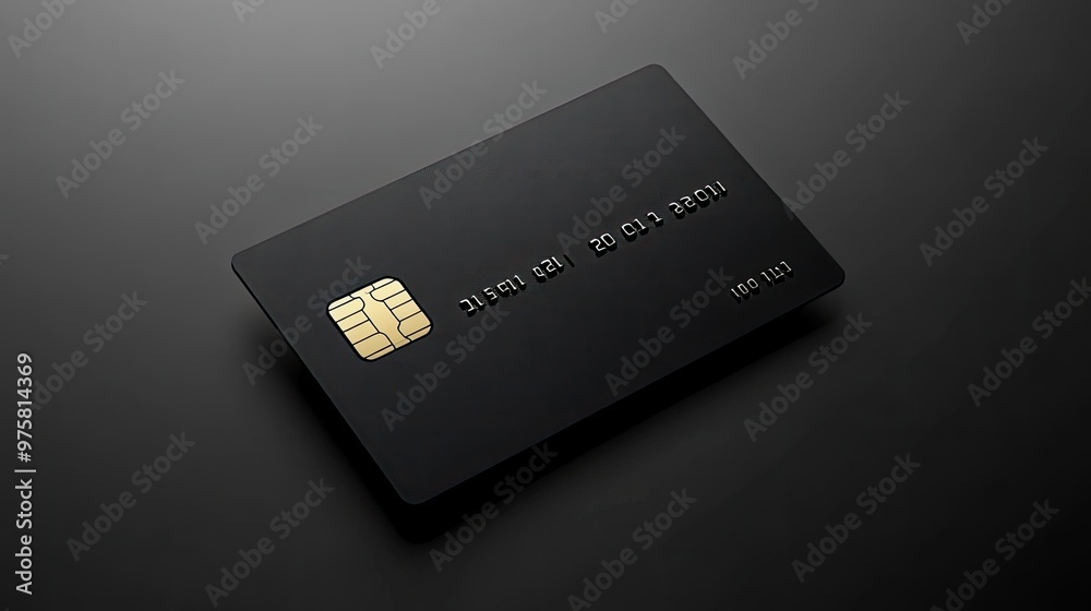 A black credit card with gold embossing A black credit card with gold embossing