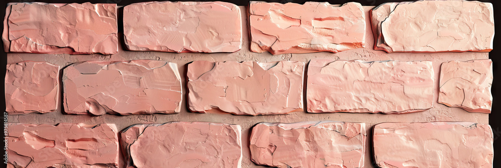 Fototapeta premium Dusty Pink Bricks: A textured wall of peach-colored bricks, adding a warm touch to any workspace or retail environment.