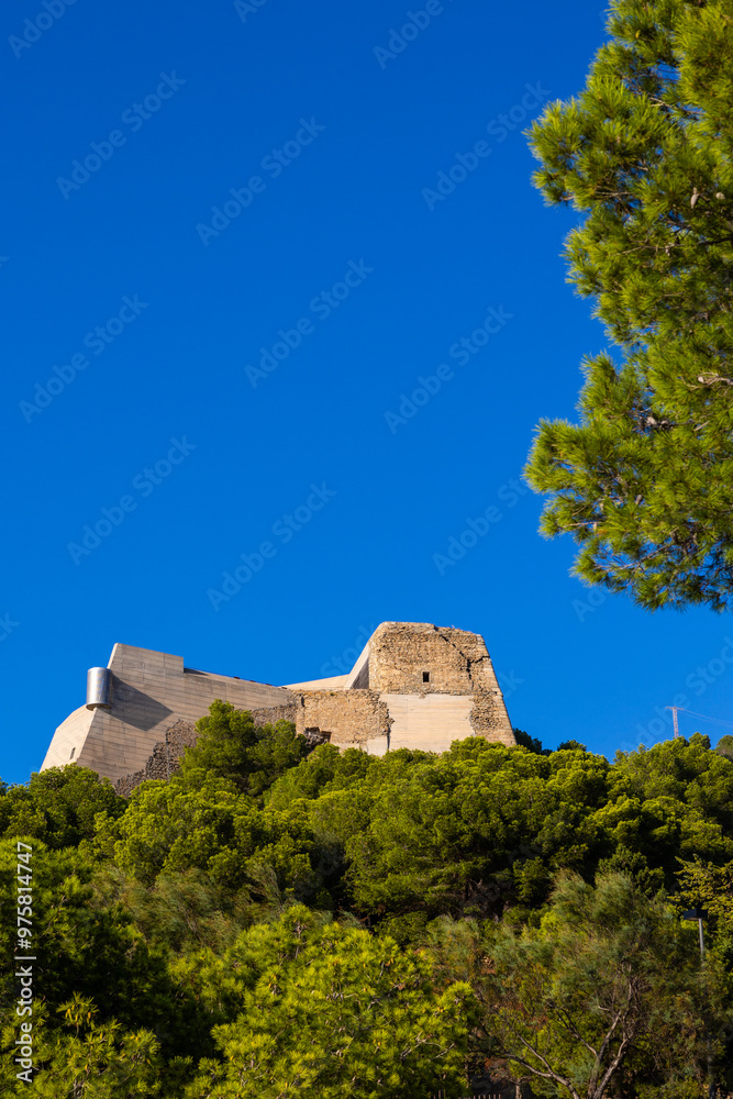 Castell de la Trinitat, restored with a blend of contemporary and ancient styles, on the heights of Roses on the Costa Brava, Spain Castell de la Trinitat, restored with a blend of contemporary and ancient styles, on the heights of Roses on the Costa Brava, Spain