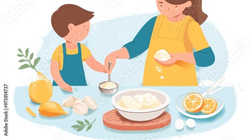 Mother and Son Baking Together: A Family Recipe