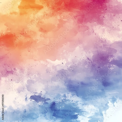 Abstract Watercolor Background with Blue Purple Pink and Orange Colors