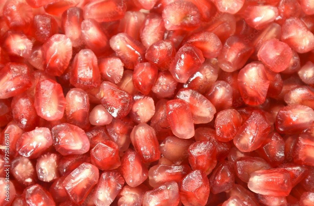 close up of pomegranate tropical sweet red fruit background and texture