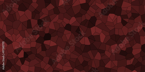 Red and black abstract broken glass geometric retro tiles seamless patter crystalize isolated decorative quartz vintage background.