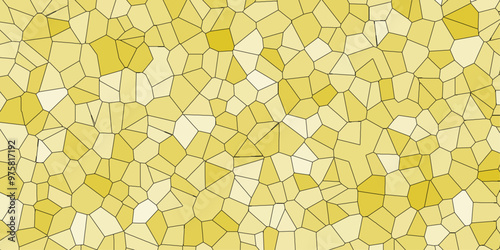 Yellow and white abstract broken glass geometric retro tiles seamless patter crystalize isolated decorative quartz vintage background.