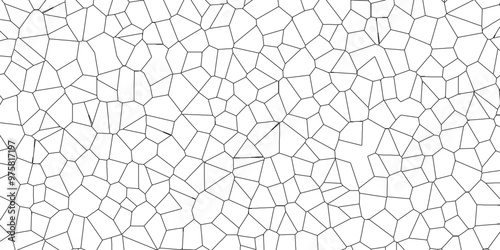 White abstract voronoi diagram geometric retro tiles pattern isolated terrazzo crystalize quartz broken glass vintage vector background.