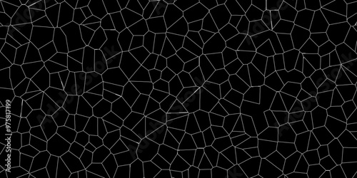 Black abstract broken glass geometric retro tiles seamless patter crystalize isolated decorative quartz vintage background.