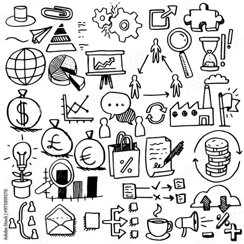 Business doodles - vector illustration set