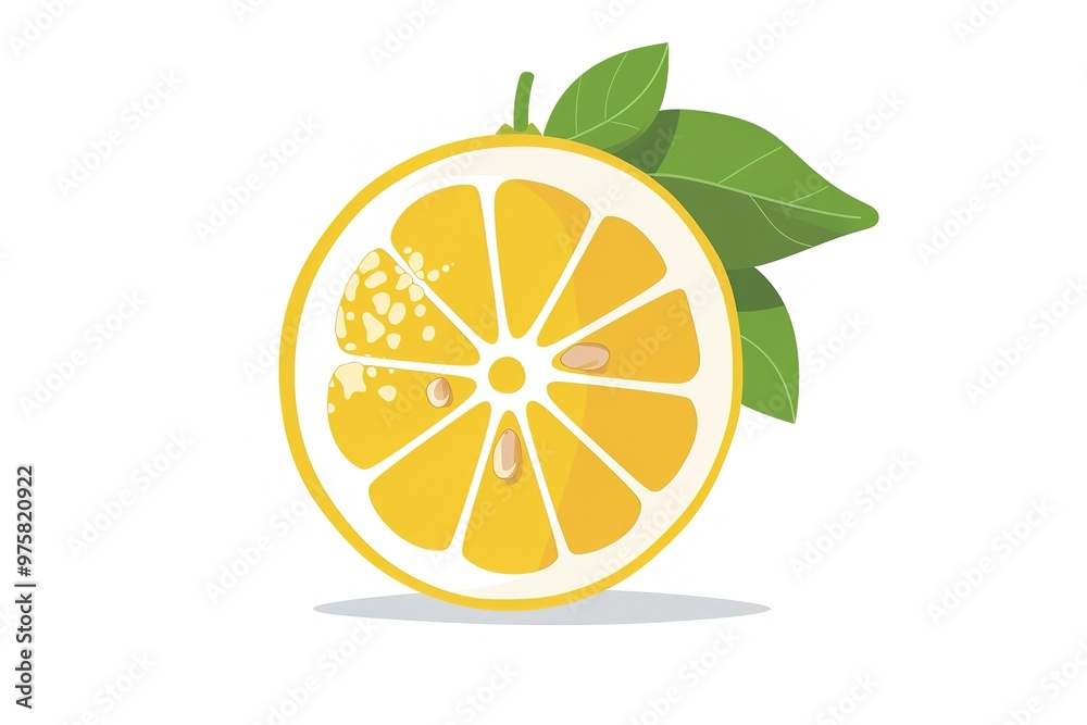 Lemon with green leaf isolated on white background. fresh fruit icon vector illustration Lemon with green leaf isolated on white background. fresh fruit icon vector illustration
