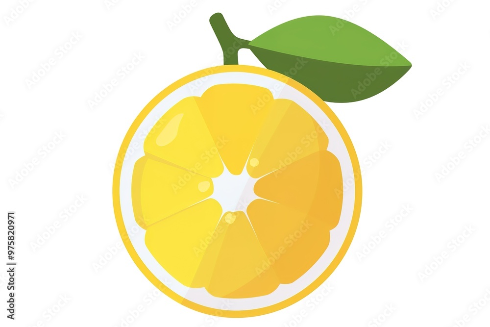 Lemon with green leaf isolated on white background. fresh fruit icon vector illustration Lemon with green leaf isolated on white background. fresh fruit icon vector illustration