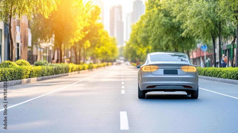 An autonomous self-driving car being tested for safety, using sensors to detect obstacles and adjust its course in real time to prevent accidents An autonomous self-driving car being tested for safety, using sensors to detect obstacles and adjust its course in real time to prevent accidents