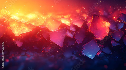 Abstract 3D Crystal Background With Red and Blue Colors photo