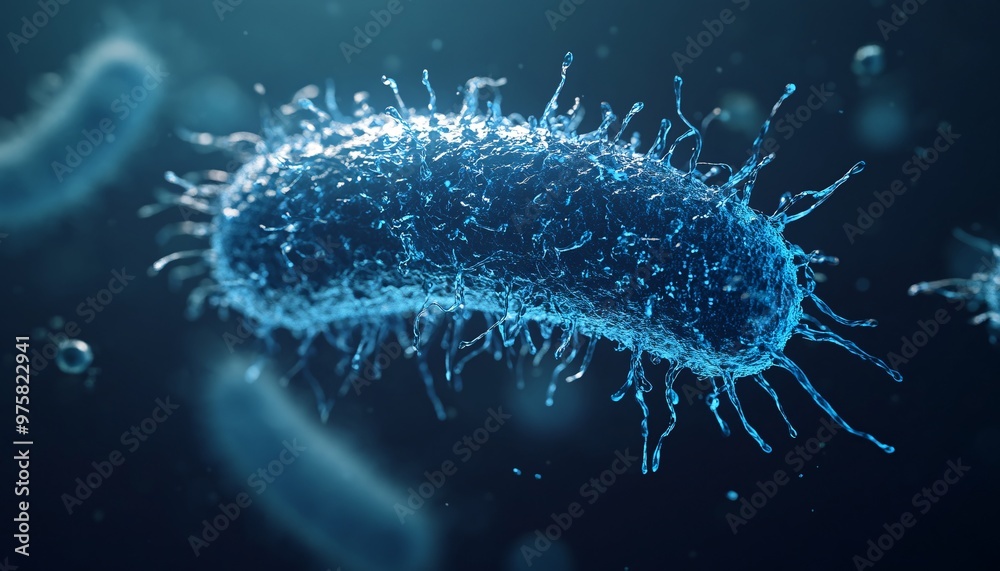 Intricate bacteria structure showcasing the precision of advanced scientific visualization in Nano Technology. Intricate bacteria structure showcasing the precision of advanced scientific visualization in Nano Technology.