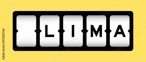 Black color in word lima on slot banner with yellow color background