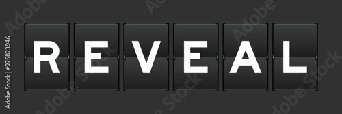 Black color analog flip board with word reveal on gray background